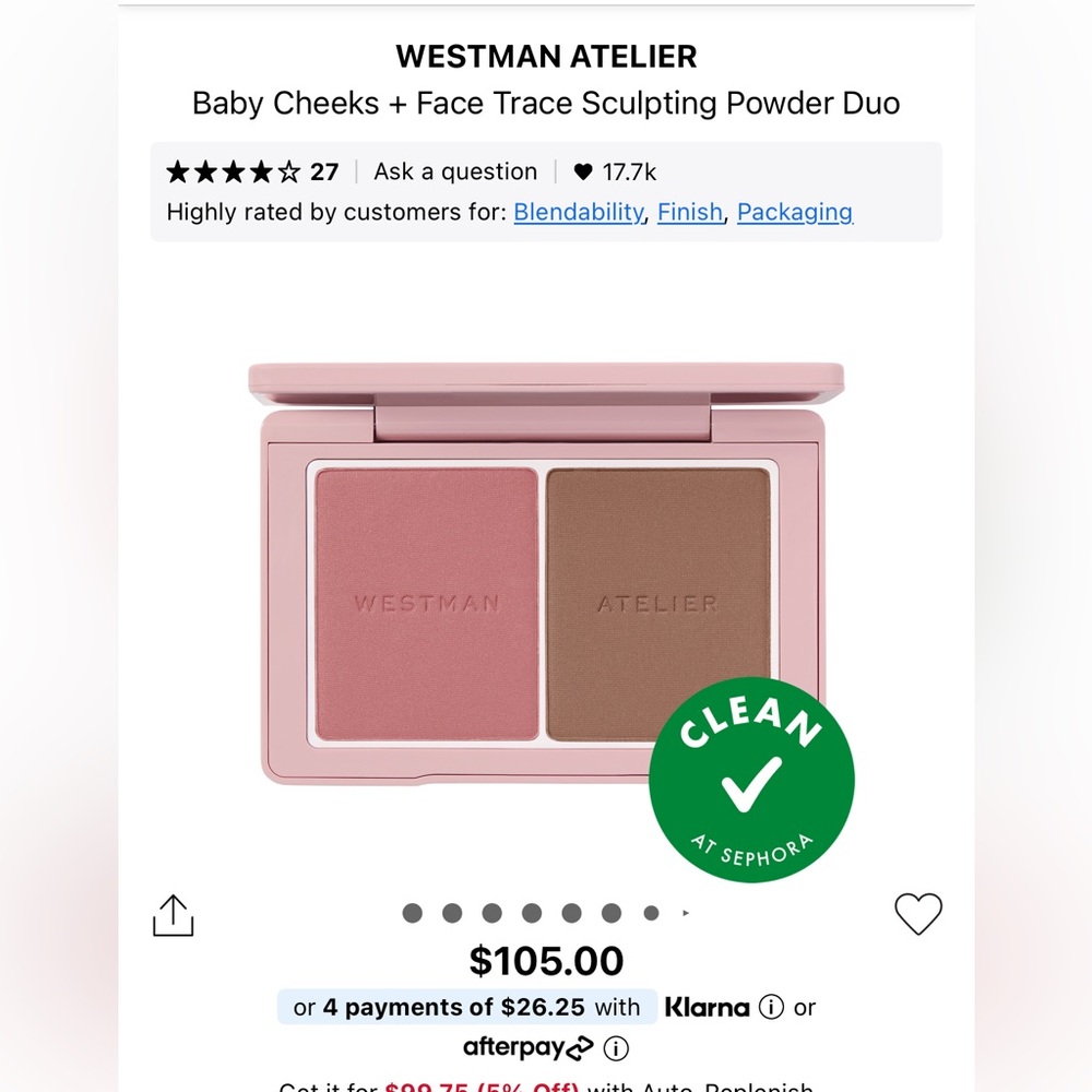 NWT Westman Atelier Baby Cheeks Petal and Biscuit Sculpting Powder